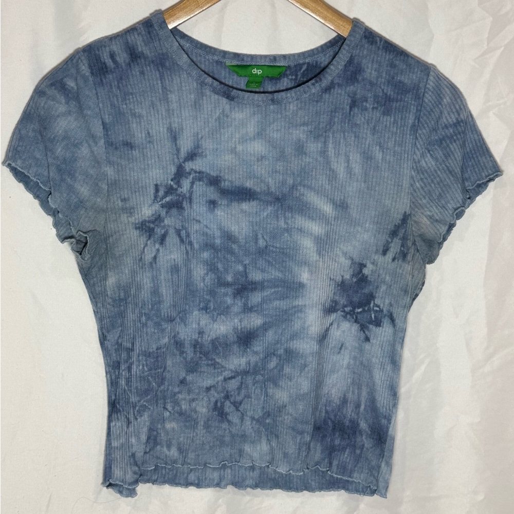 dip Blue Tie-Dye Short Sleeve Top Size L